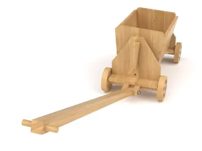 Wooden toy miner trolley 3D model