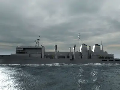 US Navy Supply-class fast combat support USS Low-poly 3D model