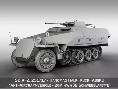 SDKFZ 251 Ausf D - Anti-Aircraft Vehicle 3D model