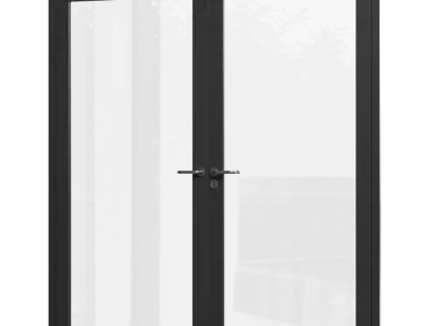  Glass Double Door Model, Black 