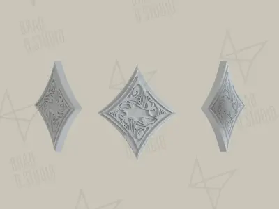 Playing Cards Symbols Pro Vector Diamond Black and Golden 3D model