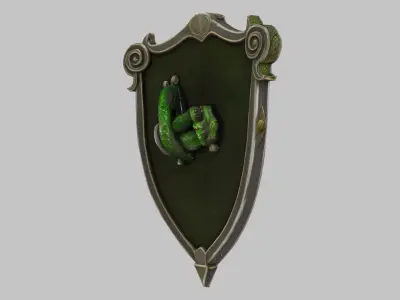 Medieval Shield with Serpent Emblem Low-poly 3D model