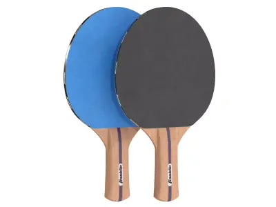 Table tennis paddle blue with balls Low-poly 3D model