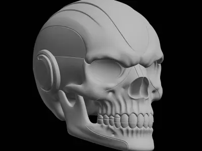 Cyber Skull Bust 3D print model