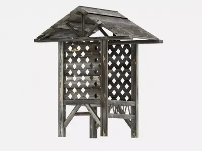 Medieval Wooden Stall PBR Game-Ready Environment Prop Free low-poly 3D model