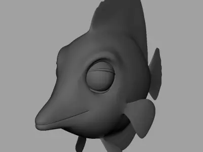 Fish lowpoly model head Low-poly 3D model