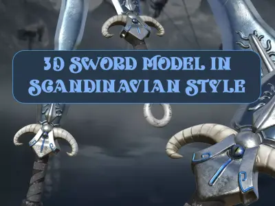 Scandinavian Style Sword Low-poly 3D model