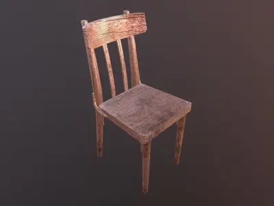 Old Wooden Chair Free low-poly 3D model buy