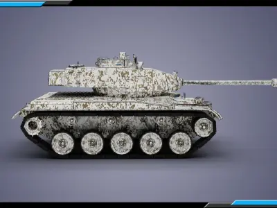 M41 Walker Bulldog Winter theme Low-poly 3D model