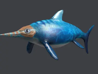 Ichthyosaur ichthyosaurus giant lizard fish marine dinosaur 3D model