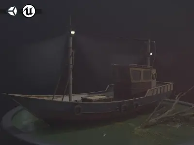 Old Rusty Fishing Boat - PBR and Game-Ready Low-poly 3D model