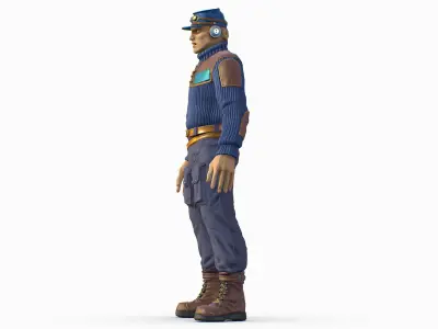 High Poly Male Technician Sweater Leather Jacket Low-poly 3D model