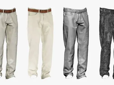 001286 white jeans Low-poly 3D model