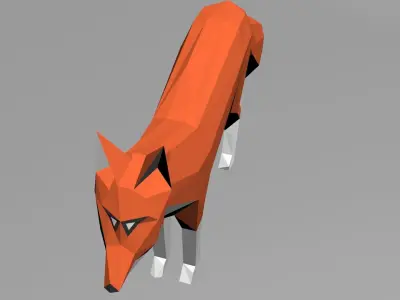 low poly fox in polygons Low-poly 3D model