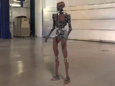 Animated fully rigged robot  3D model