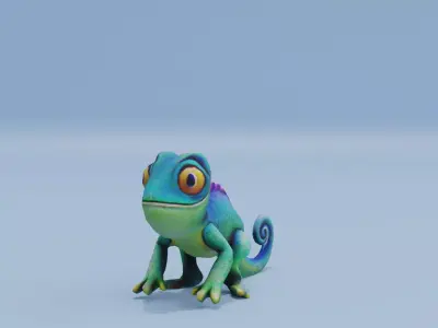 Chameleon Cute Chibi Style Low-poly 3D model