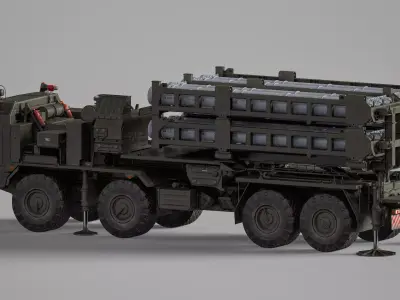 Vityaz S 350E 50R6 Missile Launcher Rigged Low-poly 3D model