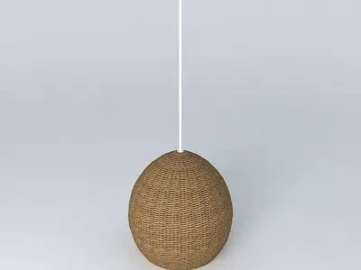 lustre de vime wicker ceiling lamp Free 3D model