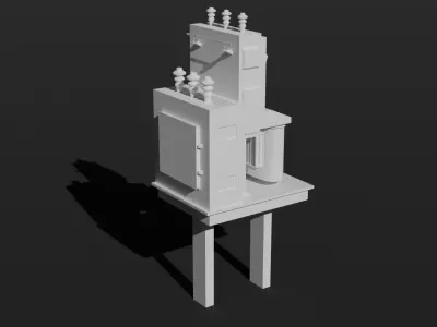 Soviet type electrical power distribution transformer Low-poly 3D model