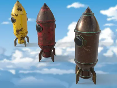 Bomb sea rocket PBR low-poly 3D model Low-poly 3D model