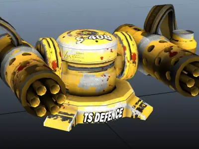 Rocket Turrets Low-poly 3D model