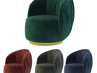 armchair-01 swivel chair velvet with gold legs Free 3D model