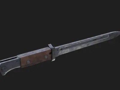 German bayonet Seitengewehr S84 98 Low-poly 3D model