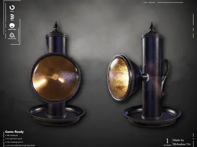 Military Flashlight ww2 VOL07 Game Ready Low-poly 3D model