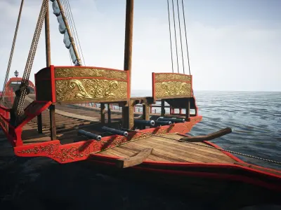 Medieval Galley Low-poly 3D model