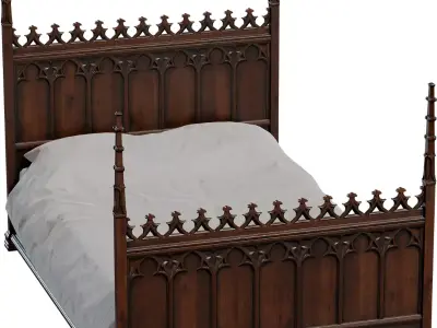 Gothic bed  Free low-poly 3D model