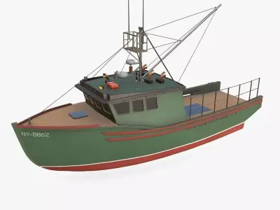 Fishing Boat Low-poly PBR Low-poly 3D model