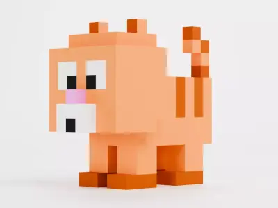 Voxel Cat - Stylized Character Low-poly 3D model