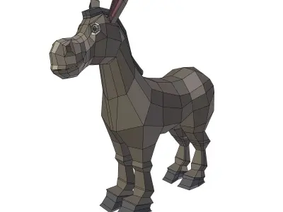 Cartoon Donkey Low-poly 3D model