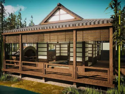 Japanese Modular Low-poly 3D model