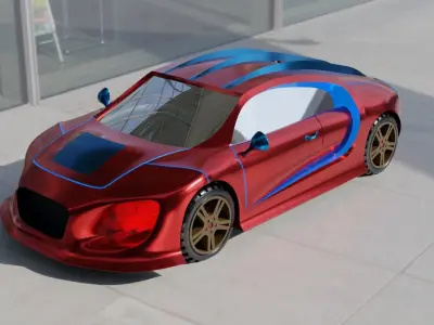 bugatti veyron and audi r8 Free low-poly 3D model