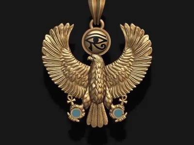 Egyptian Horus Falcon God pendant realistic 3D print model