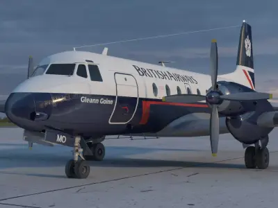 Hawker Siddeley 748 British Airways PBR Low-poly 3D model