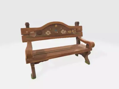 Garden bench Low-poly 3D model order