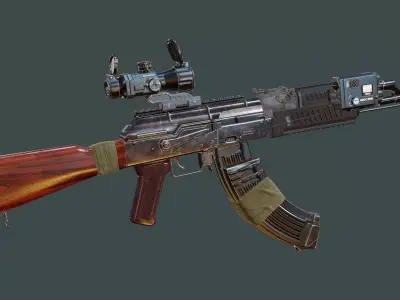 AK 47 Dual Laser Sight with IR Illuminator Low-poly 3D model