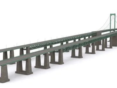 Delaware Memorial Bridge Low-poly 3D model