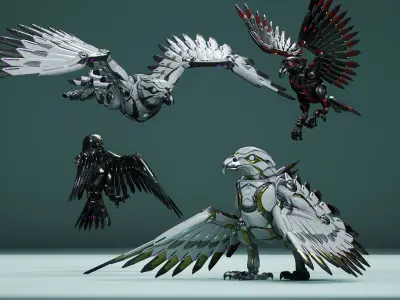 Sci-Fi Eagle Low-poly 3D model