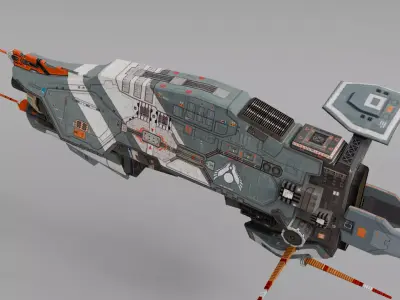 Spacecraft fighterjet Low-poly 3D model
