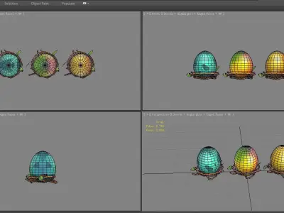 Cartoon bird eggs - golden egg - colored egg - dinosaur egg Low-poly 3D model