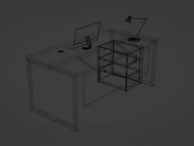 Low Poly office table Free low-poly 3D model