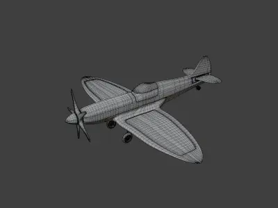 Spitfire plane Low-poly 3D model