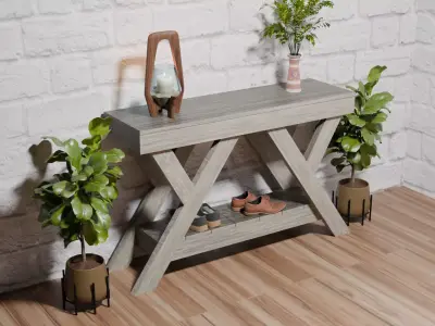 Rustic Farmhouse Entryway Table Free low-poly 3D model