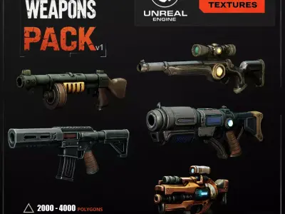 Stylized Weapons Pack v1 - UE5 Free low-poly 3D model