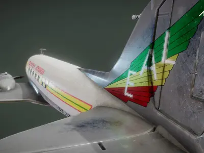 Douglas DC-3 Ethiopian Aircraft Low-poly 3D model
