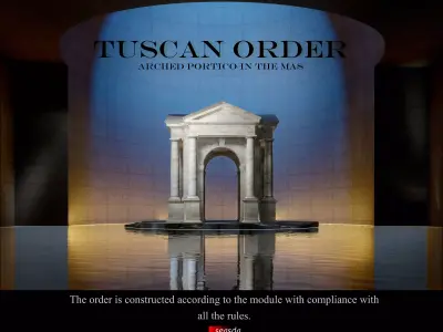 Arched portico in the mas Tuscan order Column gazebo Low-poly 3D model