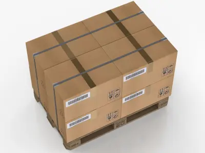 Pallet with Boxes T1 Low-poly 3D model